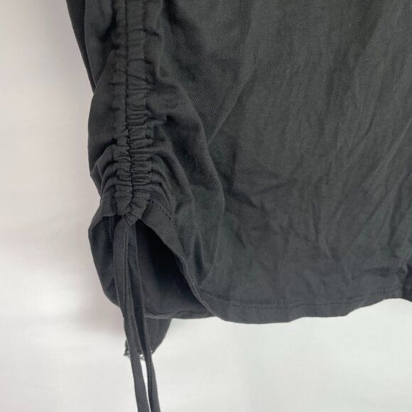 Jonathan Simkhai Long Sleeve Crew Neck Lace Side Cinched Cotton Top Black L - Picture 6 of 8